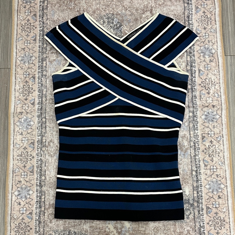 Timo.Weiland Striped Blue and Black Women's Top